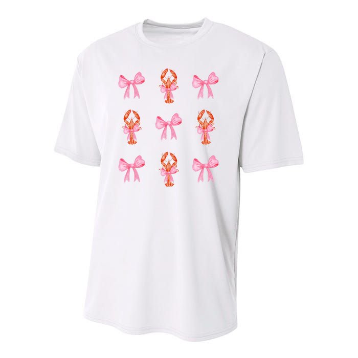 Pink Bow Cute Coquette Crawfish Y2k Clean Girl Aesthetic Youth Performance Sprint T-Shirt