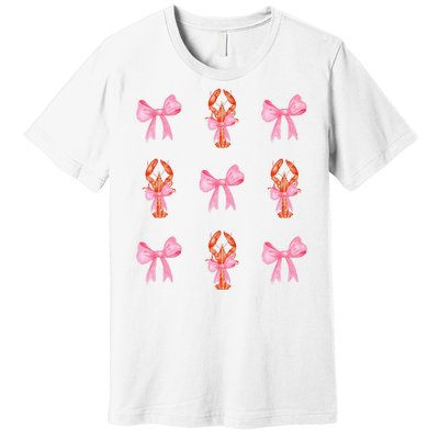 Pink Bow Cute Coquette Crawfish Y2k Clean Girl Aesthetic Premium T-Shirt