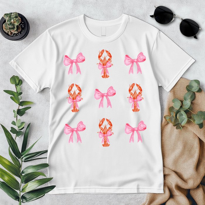 Pink Bow Cute Coquette Crawfish Y2k Clean Girl Aesthetic Premium T-Shirt