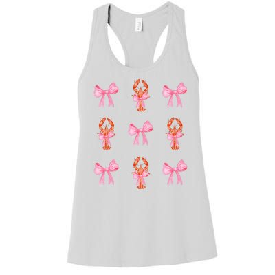 Pink Bow Cute Coquette Crawfish Y2k Clean Girl Aesthetic Women's Racerback Tank