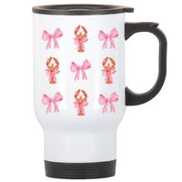 Pink Bow Cute Coquette Crawfish Y2k Clean Girl Aesthetic Stainless Steel Travel Mug