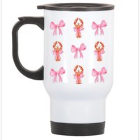 Pink Bow Cute Coquette Crawfish Y2k Clean Girl Aesthetic Stainless Steel Travel Mug