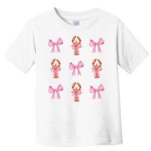 Pink Bow Cute Coquette Crawfish Y2k Clean Girl Aesthetic Toddler T-Shirt