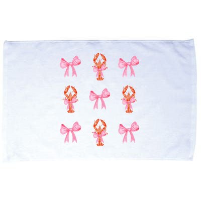 Pink Bow Cute Coquette Crawfish Y2k Clean Girl Aesthetic Microfiber Hand Towel