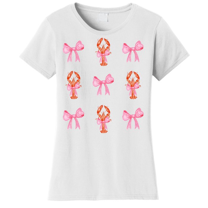 Pink Bow Cute Coquette Crawfish Y2k Clean Girl Aesthetic Women's T-Shirt