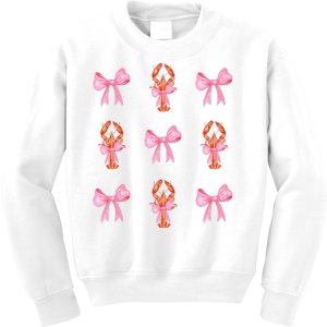 Pink Bow Cute Coquette Crawfish Y2k Clean Girl Aesthetic Kids Sweatshirt