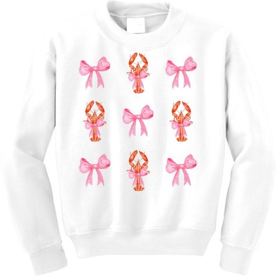 Pink Bow Cute Coquette Crawfish Y2k Clean Girl Aesthetic Kids Sweatshirt