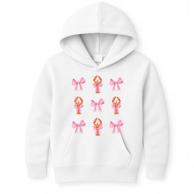Pink Bow Cute Coquette Crawfish Y2k Clean Girl Aesthetic Kids Hoodie