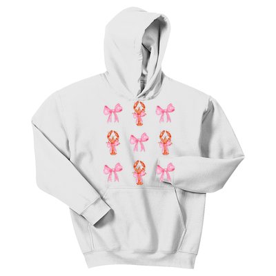 Pink Bow Cute Coquette Crawfish Y2k Clean Girl Aesthetic Kids Hoodie