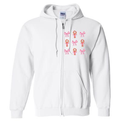 Pink Bow Cute Coquette Crawfish Y2k Clean Girl Aesthetic Full Zip Hoodie