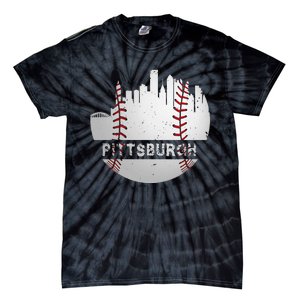 Pittsburgh Baseball Cityscape Distressed Novelty Pirate Gift Tie-Dye T-Shirt