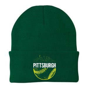 Pittsburgh Baseball Cityscape Distressed Knit Cap Winter Beanie