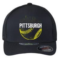 Pittsburgh Baseball Cityscape Distressed Flexfit Unipanel Trucker Cap