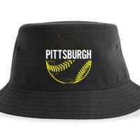 Pittsburgh Baseball Cityscape Distressed Sustainable Bucket Hat