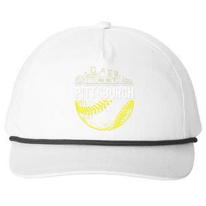 Pittsburgh Baseball Cityscape Distressed Snapback Five-Panel Rope Hat