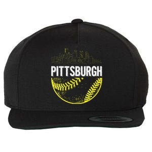 Pittsburgh Baseball Cityscape Distressed Wool Snapback Cap