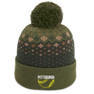 Pittsburgh Baseball Cityscape Distressed The Baniff Cuffed Pom Beanie