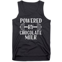 Powered By Chocolate Milk Gift Funny Weight Lifting Gift Tank Top