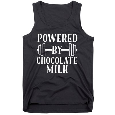 Powered By Chocolate Milk Gift Funny Weight Lifting Gift Tank Top