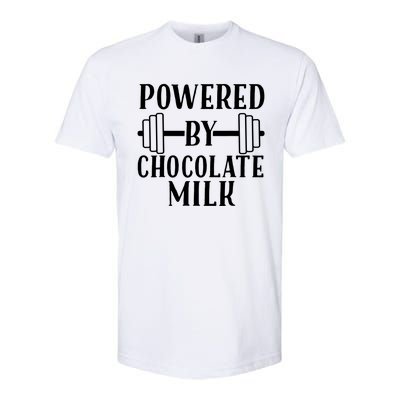 Powered By Chocolate Milk Gift Funny Weight Lifting Gift Softstyle® CVC T-Shirt