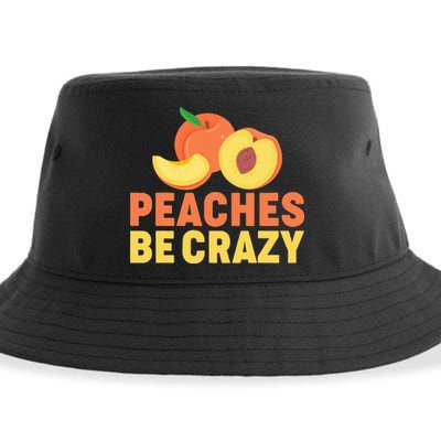 Peaches Be Crazy Funny Peach Pun Fruit Georgia Iced Tea Sustainable Bucket Hat
