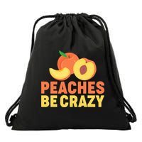 Peaches Be Crazy Funny Peach Pun Fruit Georgia Iced Tea Drawstring Bag