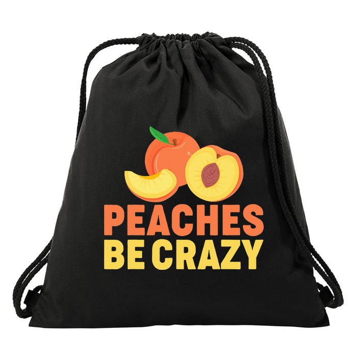 Peaches Be Crazy Funny Peach Pun Fruit Georgia Iced Tea Drawstring Bag