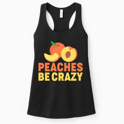 Peaches Be Crazy Funny Peach Pun Fruit Georgia Iced Tea Womens Tank Top