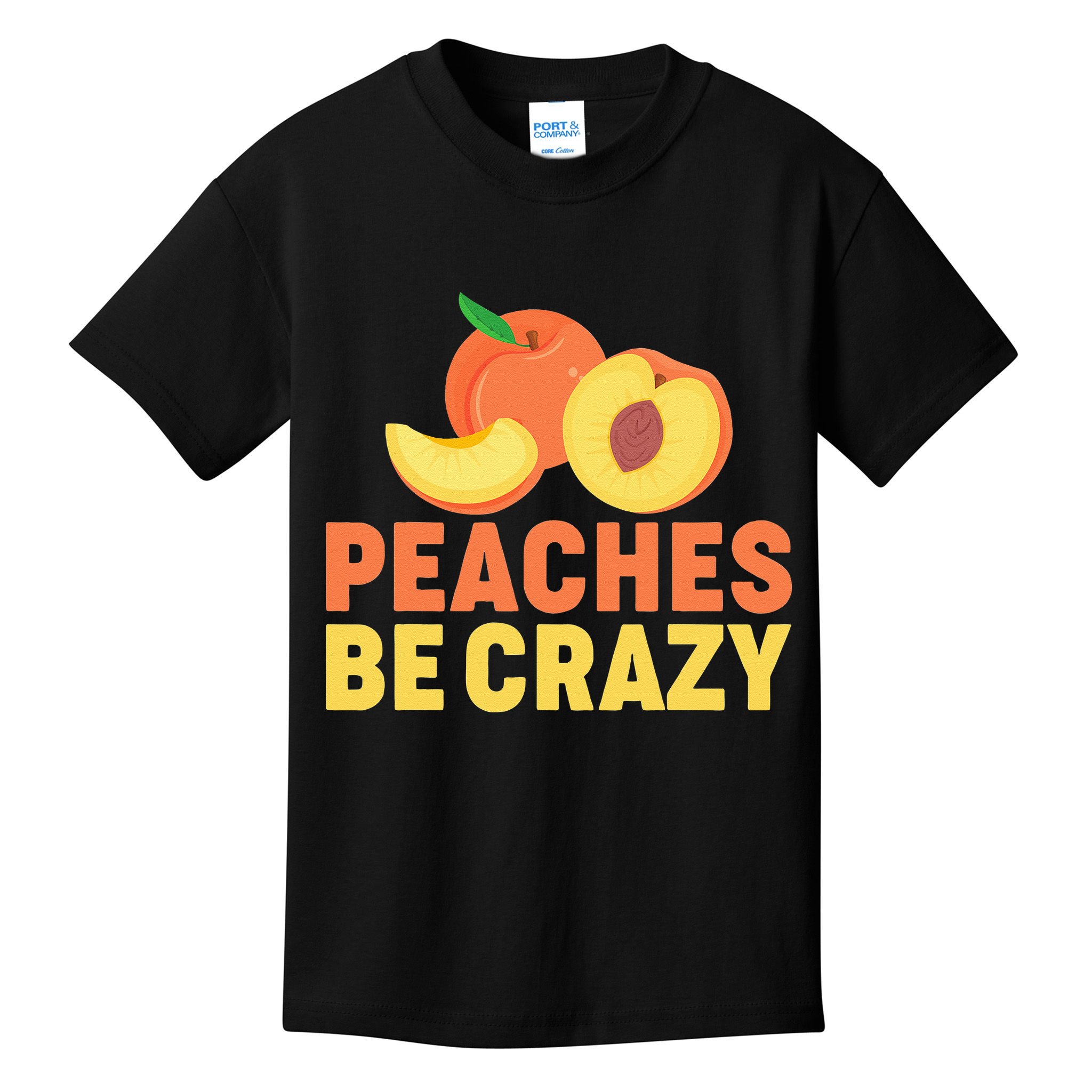 Peaches Be Crazy Funny Peach Pun Fruit Georgia Iced Tea Kids T-Shirt