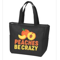 Peaches Be Crazy Funny Peach Pun Fruit Georgia Iced Tea Zip Tote Bag