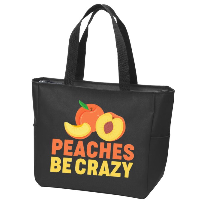 Peaches Be Crazy Funny Peach Pun Fruit Georgia Iced Tea Zip Tote Bag