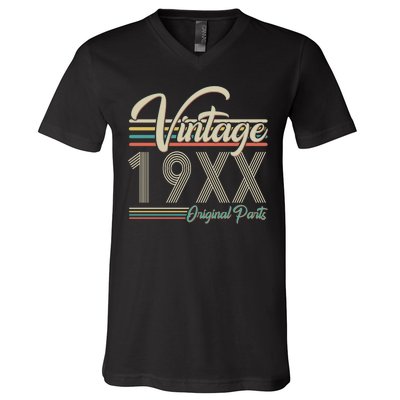 Personalize Birthday Custom Year Retro Vintage V-Neck T-Shirt