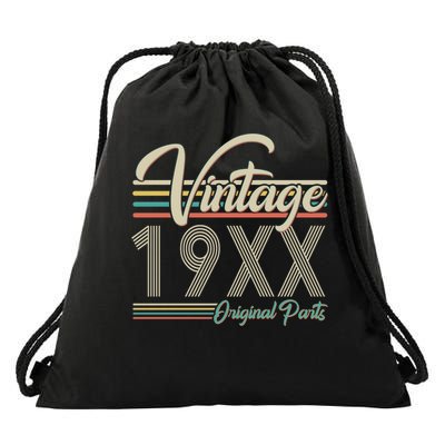 Personalize Birthday Custom Year Retro Vintage Drawstring Bag