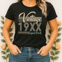 Personalize Birthday Custom Year Retro Vintage Womens T-Shirt