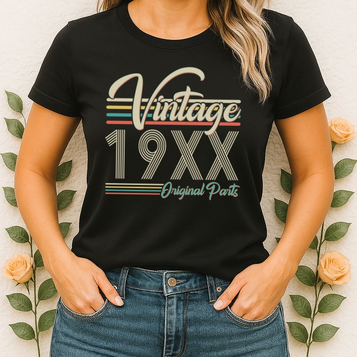 Personalize Birthday Custom Year Retro Vintage Womens T-Shirt