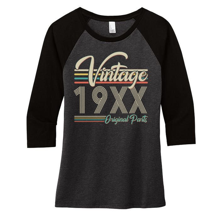 Personalize Birthday Custom Year Retro Vintage Women's Tri-Blend 3/4-Sleeve Raglan Shirt