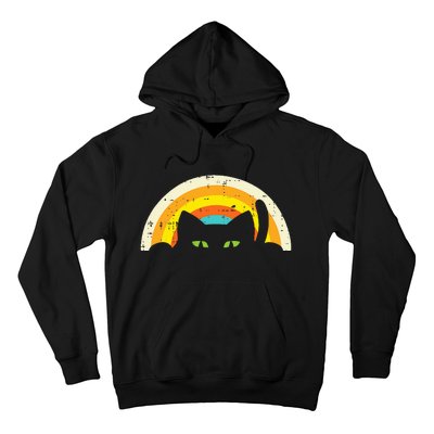 Peeping Black Cat Rainbow Vintage Halloween Hoodie