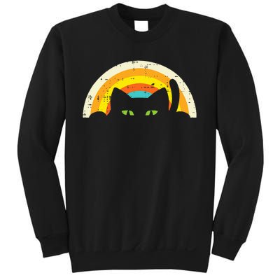 Peeping Black Cat Rainbow Vintage Halloween Sweatshirt