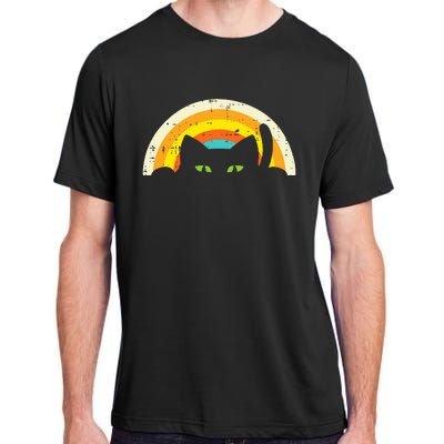 Peeping Black Cat Rainbow Vintage Halloween Adult ChromaSoft Performance T-Shirt