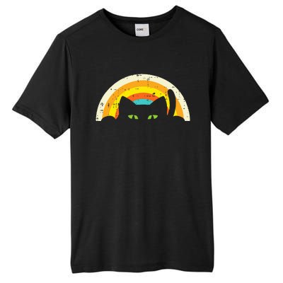 Peeping Black Cat Rainbow Vintage Halloween Tall Fusion ChromaSoft Performance T-Shirt