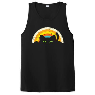 Peeping Black Cat Rainbow Vintage Halloween PosiCharge Competitor Tank