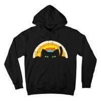 Peeping Black Cat Rainbow Vintage Halloween Tall Hoodie