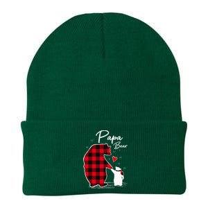 Papa Bear Christmas Pajama Red Plaid Buffalo Family Knit Cap Winter Beanie