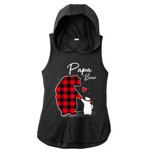 Papa Bear Christmas Pajama Red Plaid Buffalo Family Ladies PosiCharge Tri-Blend Wicking Draft Hoodie Tank