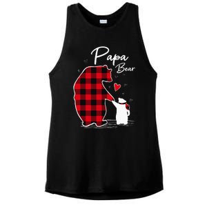 Papa Bear Christmas Pajama Red Plaid Buffalo Family Ladies PosiCharge Tri-Blend Wicking Tank