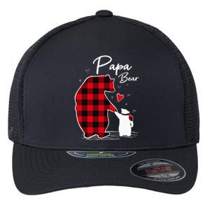 Papa Bear Christmas Pajama Red Plaid Buffalo Family Flexfit Unipanel Trucker Cap