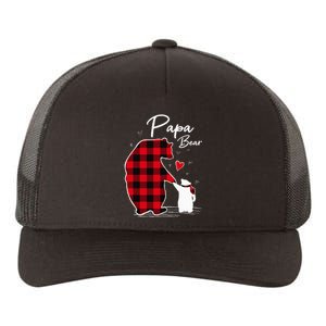 Papa Bear Christmas Pajama Red Plaid Buffalo Family Yupoong Adult 5-Panel Trucker Hat