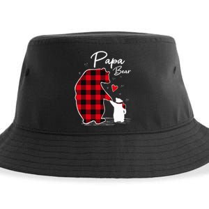 Papa Bear Christmas Pajama Red Plaid Buffalo Family Sustainable Bucket Hat