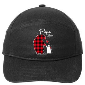 Papa Bear Christmas Pajama Red Plaid Buffalo Family 7-Panel Snapback Hat