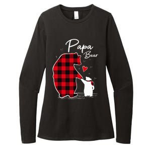 Papa Bear Christmas Pajama Red Plaid Buffalo Family Womens CVC Long Sleeve Shirt